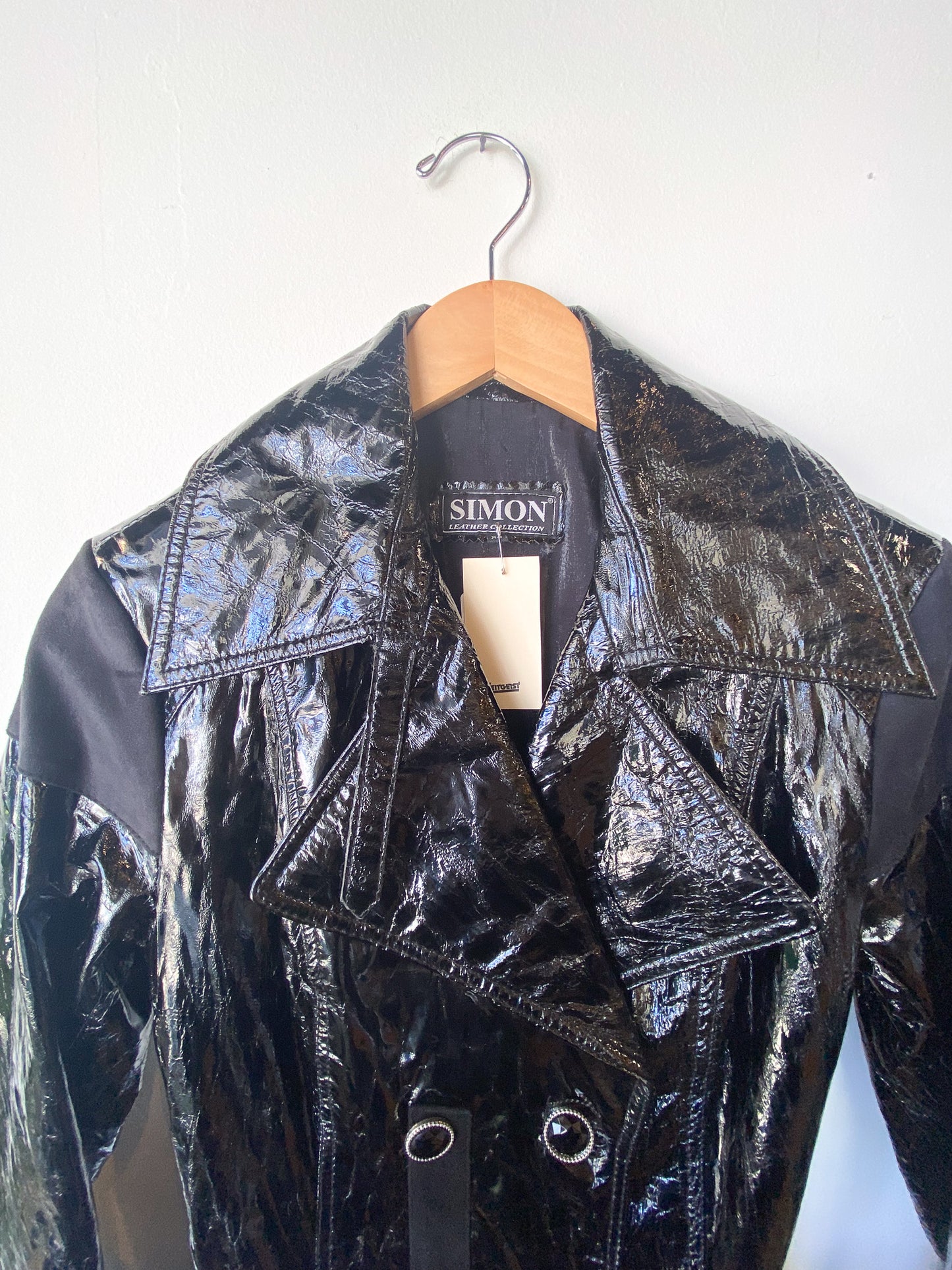 VINTAGE SIMON LEATHER COLLECTION BLACK TRENCH