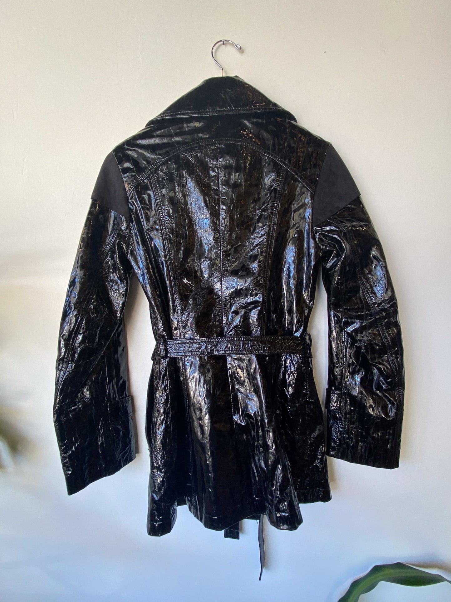 VINTAGE SIMON LEATHER COLLECTION BLACK TRENCH