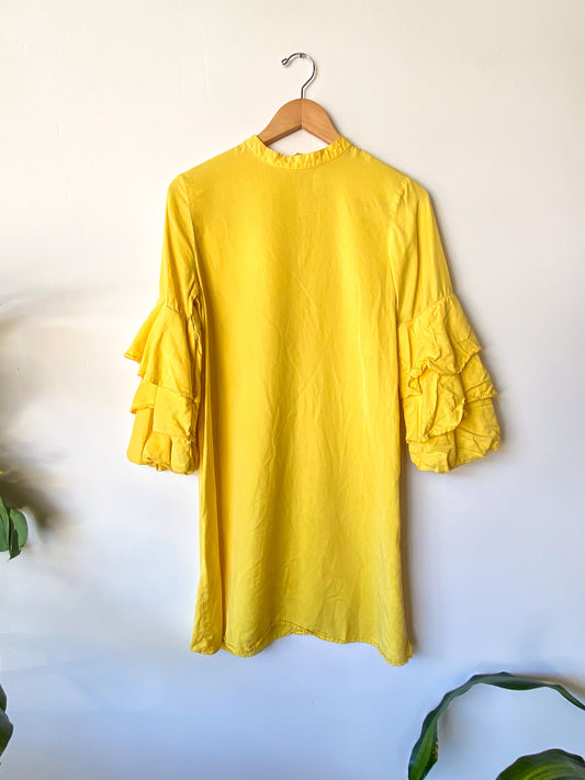 ZARA BASIC COLLECTION YELLOW TRAPEZE DRESS