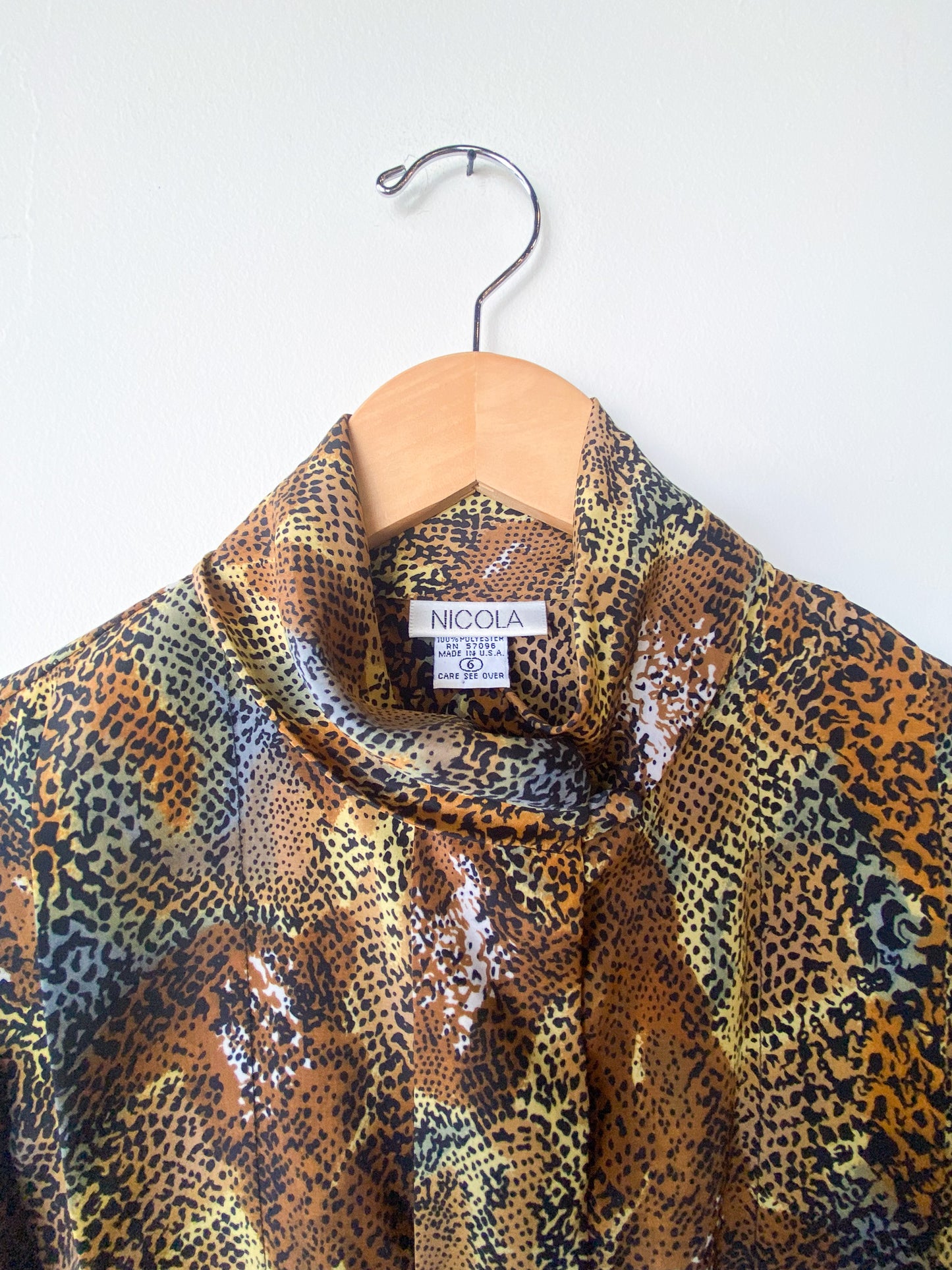 VINTAGE NICOLA 80'S ANIMAL PRINT BLOUSE