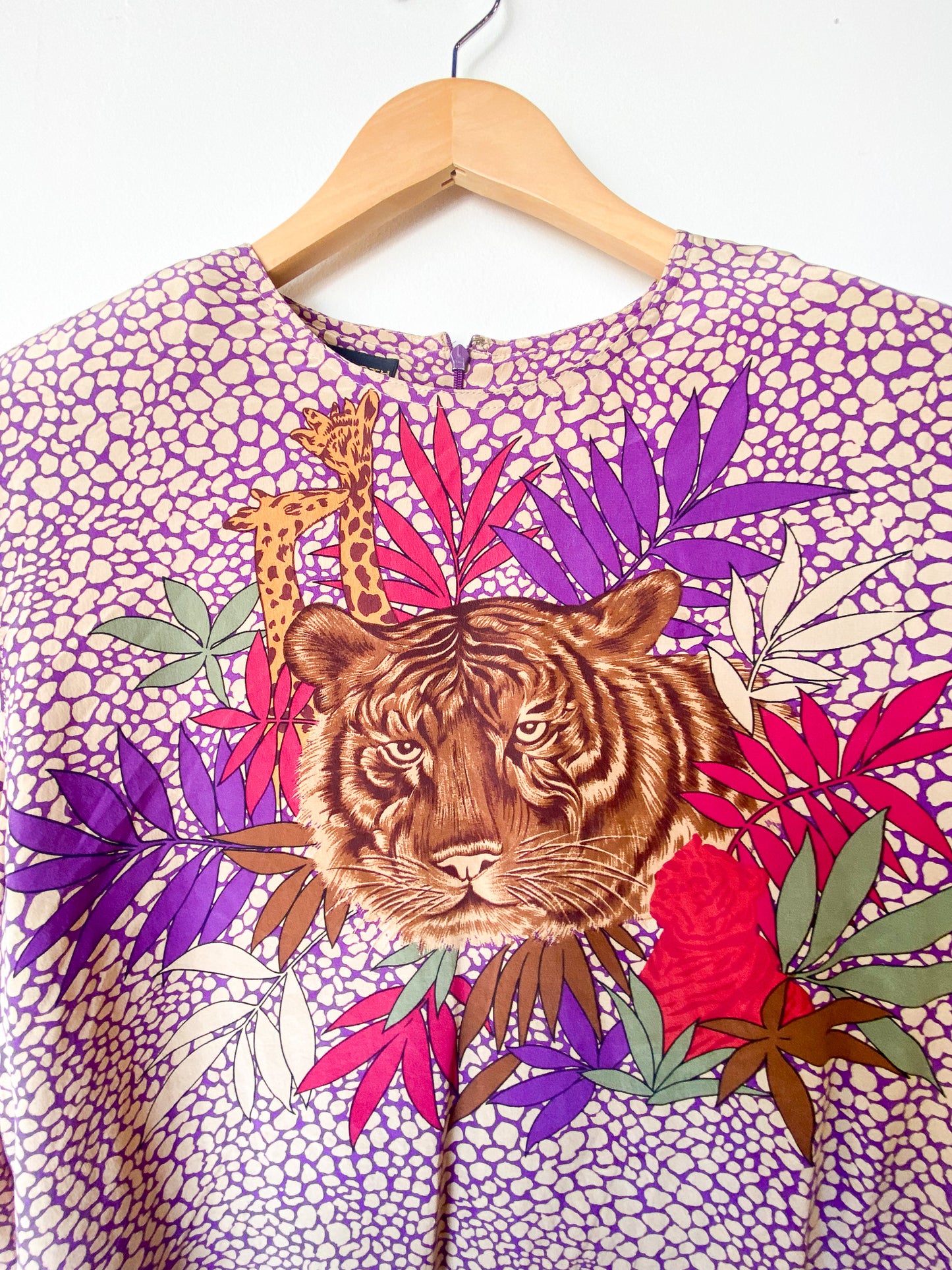 VINTAGE SANDRA ROTH CIAO SPORT SILK TIGER BLOUSE