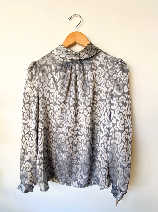 VINTAGE HOT STUFF 80'S SILVER METALLIC BLOUSE