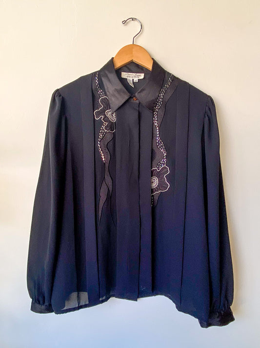 VINTAGE LAURA & JAYNE COLLECTION 80'S BLACK BLOUSE