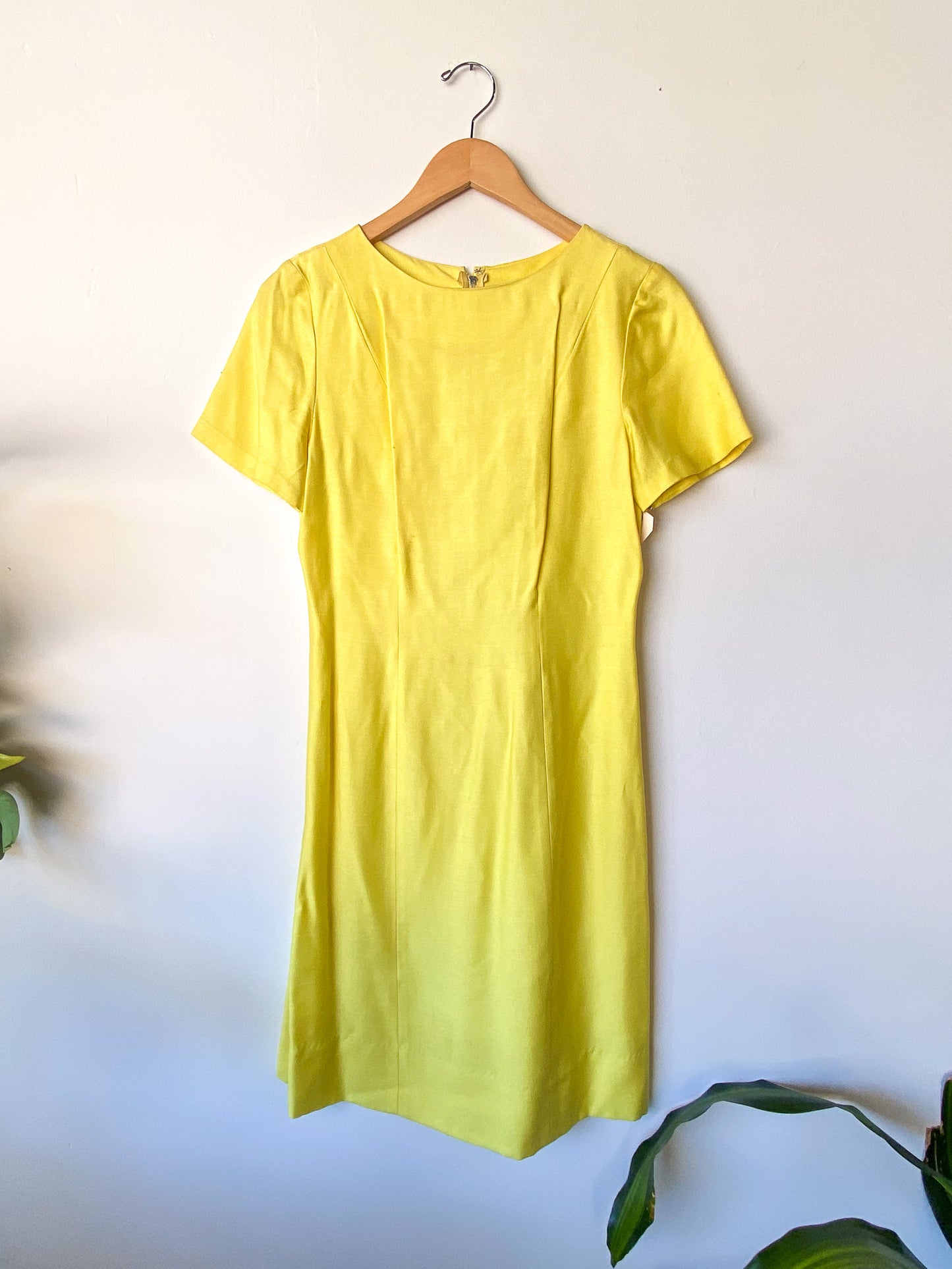 VINTAGE CUSTOM 60'S CANARY YELLOW SHEATH DRESS