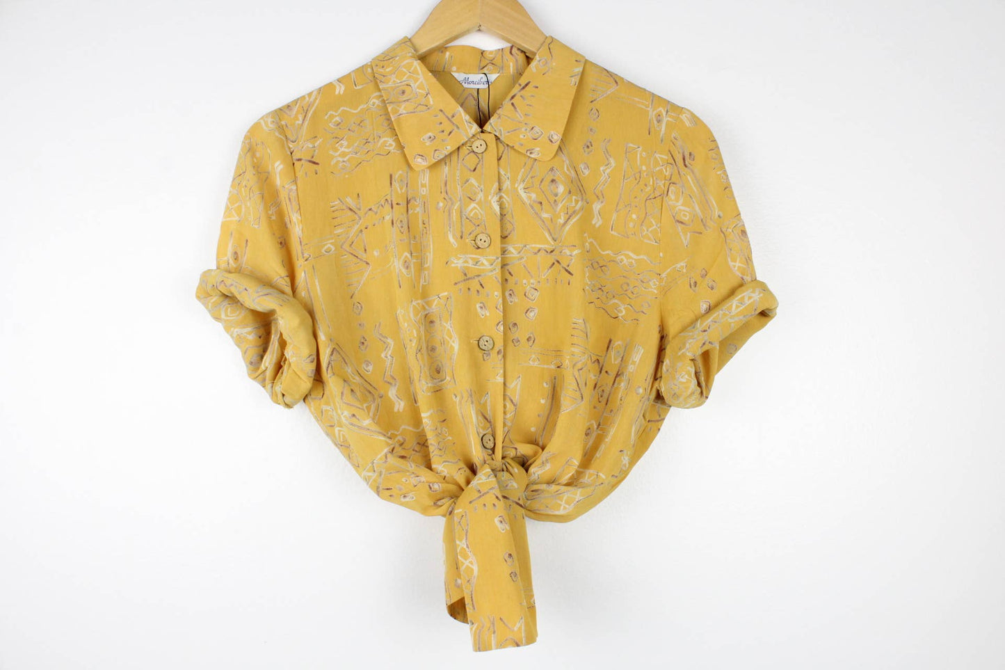 Sun's Out Vintage Short-Sleeve Button Up Blouse - Original Length