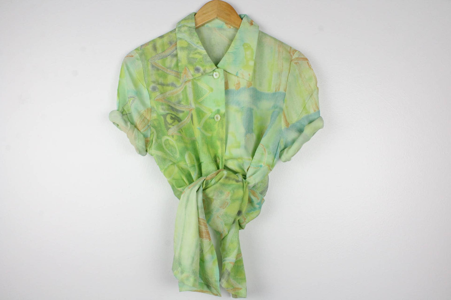 Sun's Out Vintage Short-Sleeve Button Up Blouse - Original Length